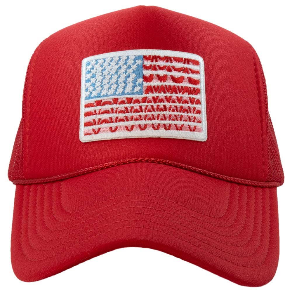 American Flag Cute Foam Trucker Hat: Light Pink
