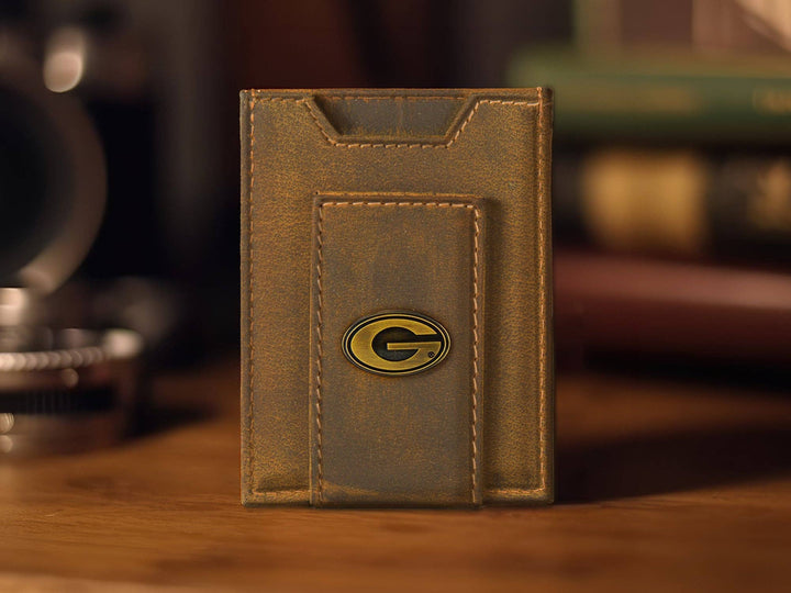 Georgia Bulldogs Vintage Tan Leather Magnetic Front Pocket Wallet