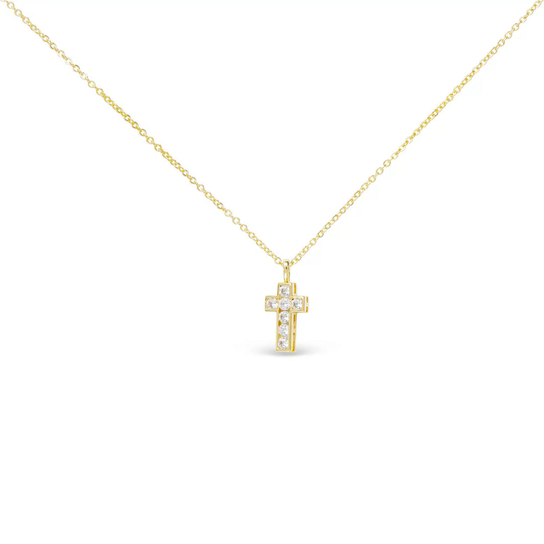 Amanda Blu-GOLD CZ SMALL FRAMED CROSS NECKLACE
