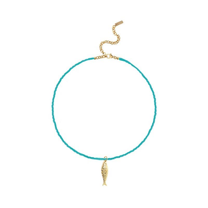 JOSSLYN-18K STAINLESS STEEL TARNISH FREE FISH NECKLACE | 40NK9537