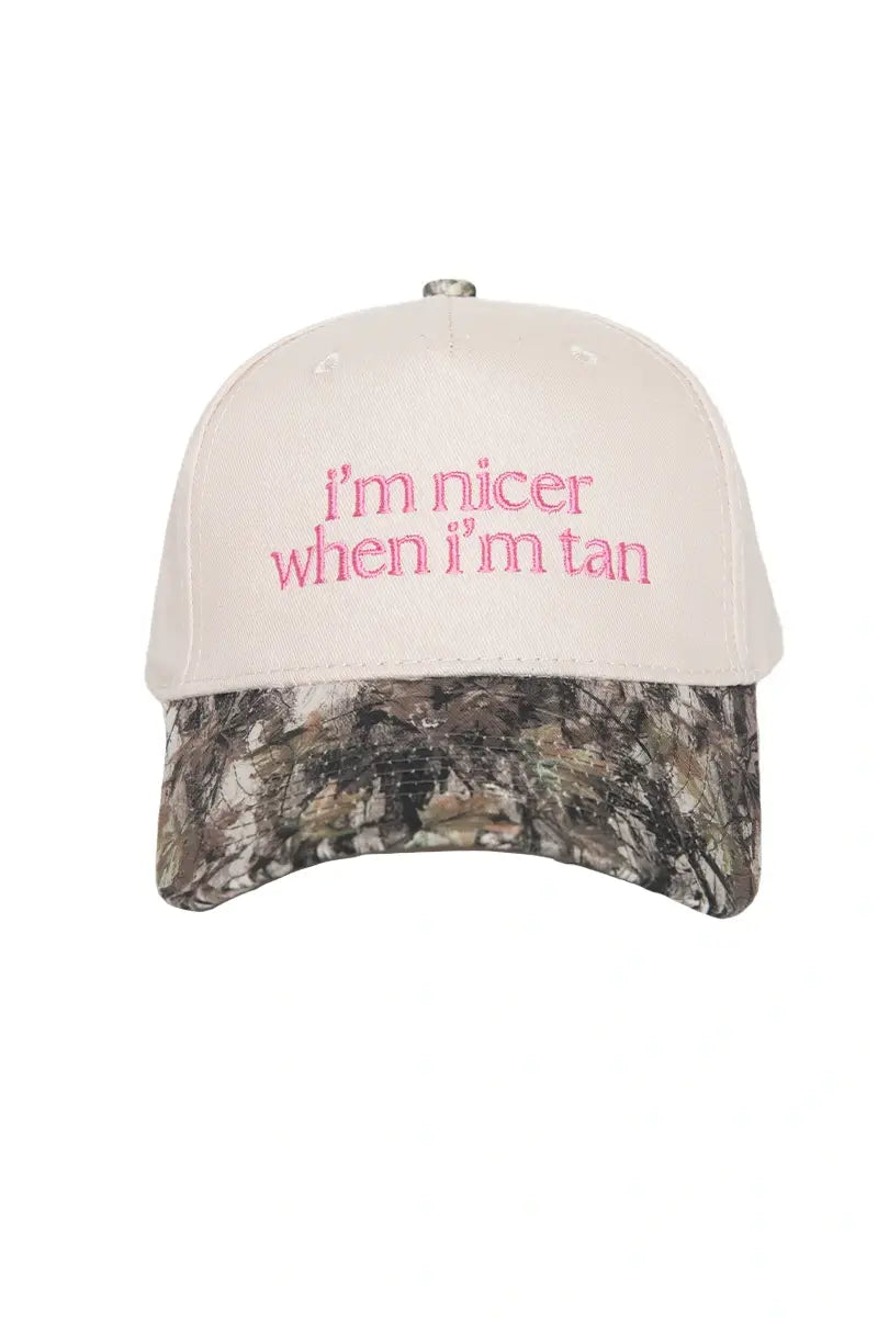 I'm Nicer When I'm Tan Two-Toned Vintage Hats Grad Gift Idea: Pink and Light Pink Stripe