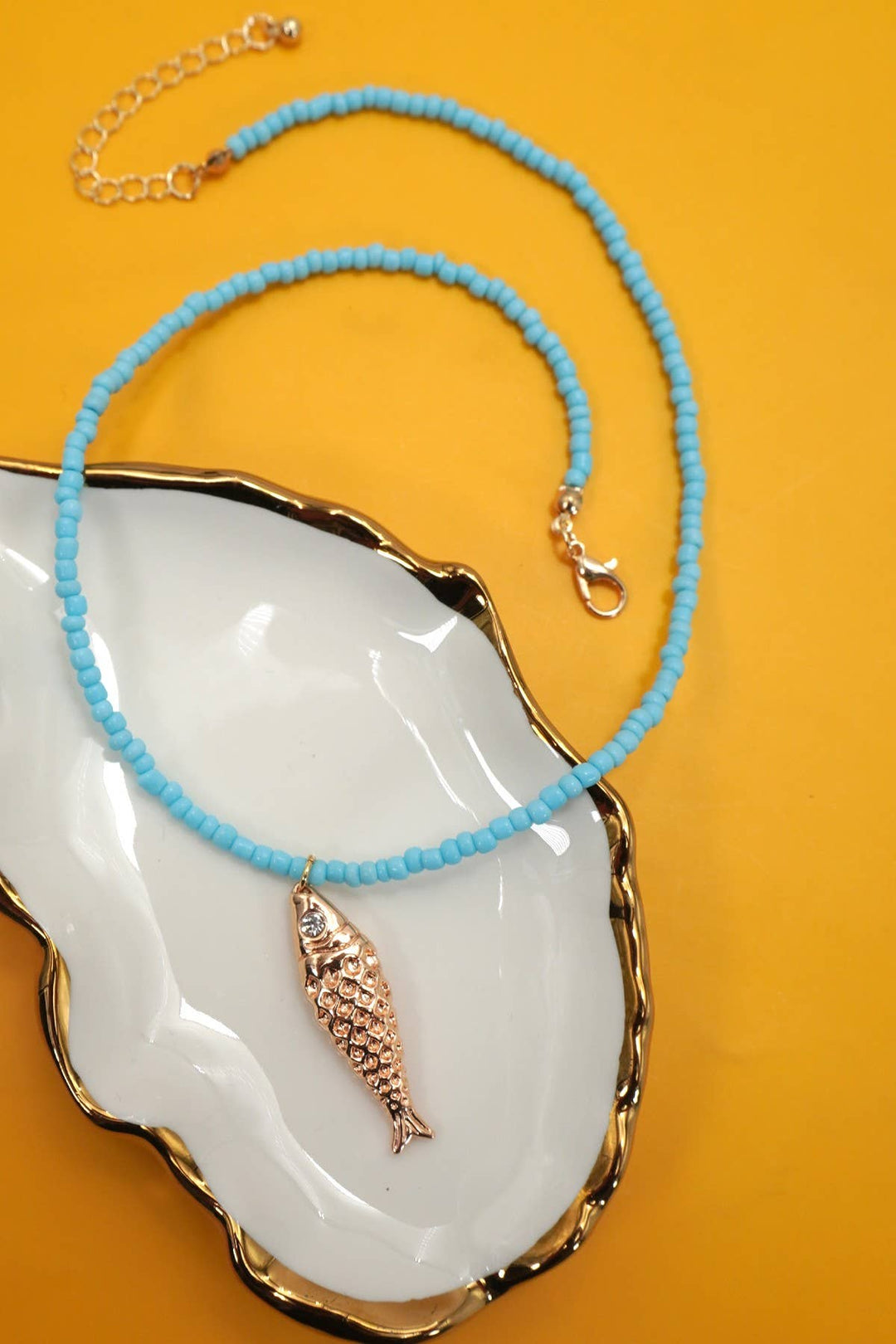 JOSSLYN-18K STAINLESS STEEL TARNISH FREE FISH NECKLACE | 40NK9537