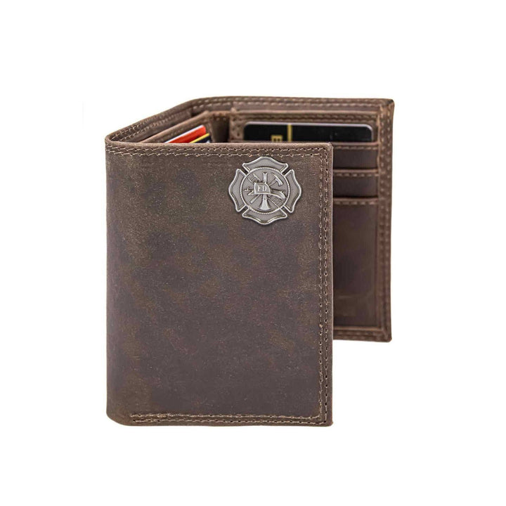 Zep-Pro Maltese Cross Leather Trifold Wallet-Crazy Horse