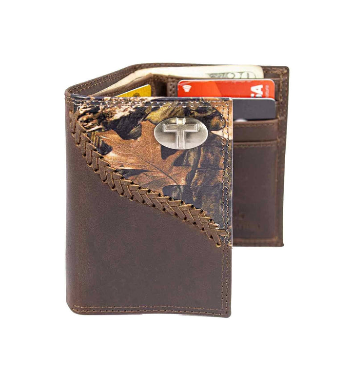 Zep-Pro Christian Cross Leather Trifold Wallet-Crazy Horse