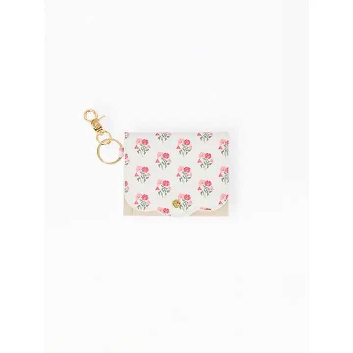 Mary Square Scalloped Id Wallet | Meadow Blush Stripe (LH)