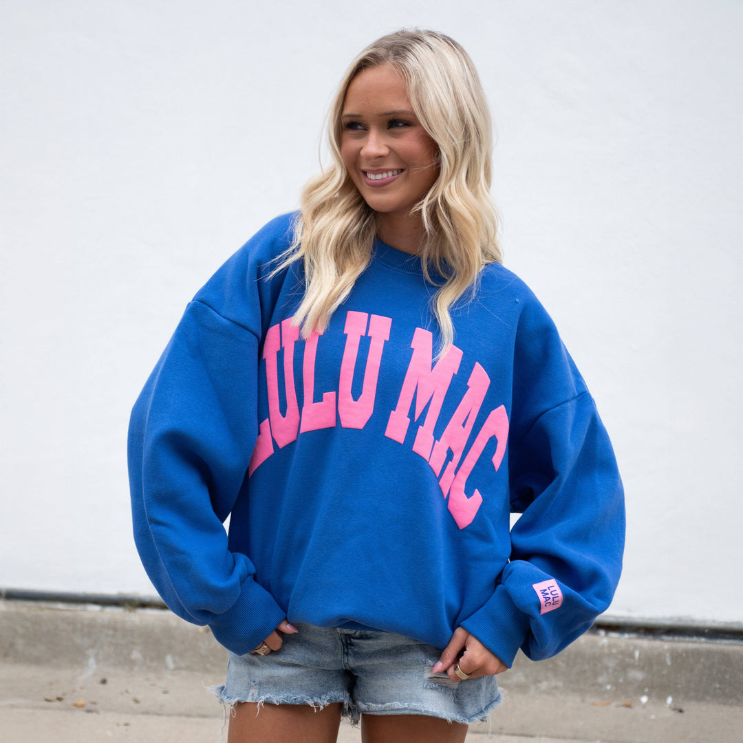 Lulu Mac-SW-1007 Royal/Pink Puff Sweatshirt