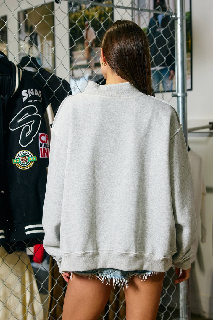 GEORGIA | Embroidered Mock-neck Sweatshirts: RED/WHITE / S/M-L/XL (LH)