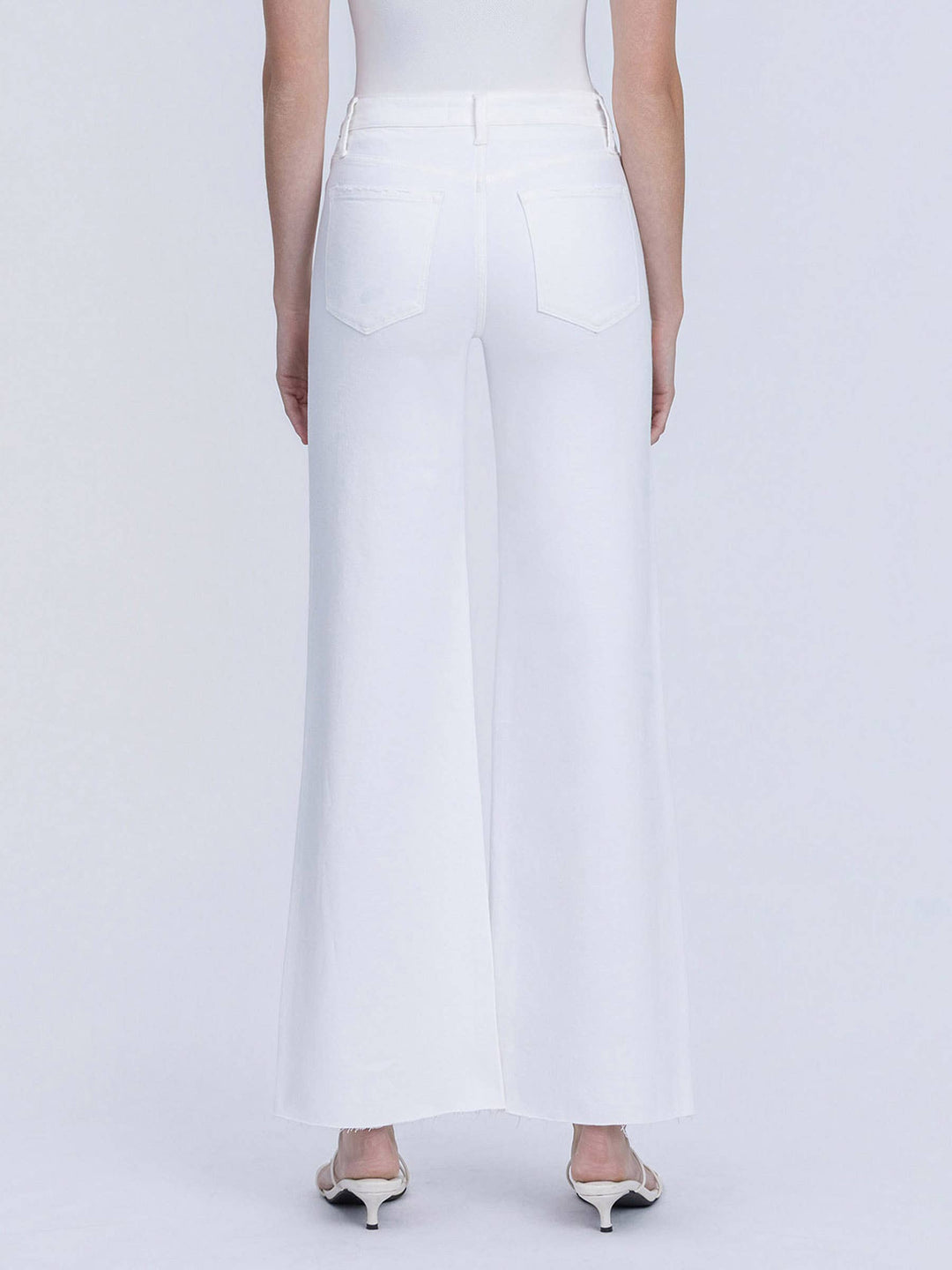 HIGH RISE STACKED WAISTBAND OPTIC WHITE WIDE JEANS - Vervet
