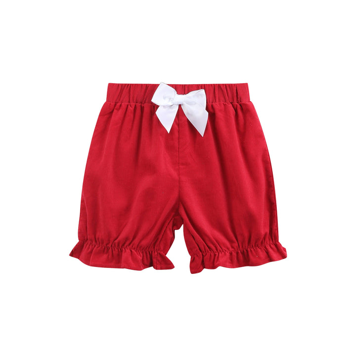 Lil Cactus - Red Corduroy Christmas Smocked Dress and Bloomers