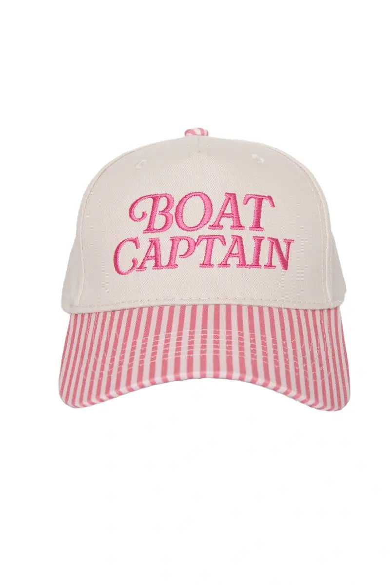 Boat Captain Two-Toned Retro Hat: Light Blue and Navy Stripe
