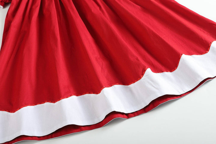 Lil Cactus - Red and White Santa Smocked Bishop Dress