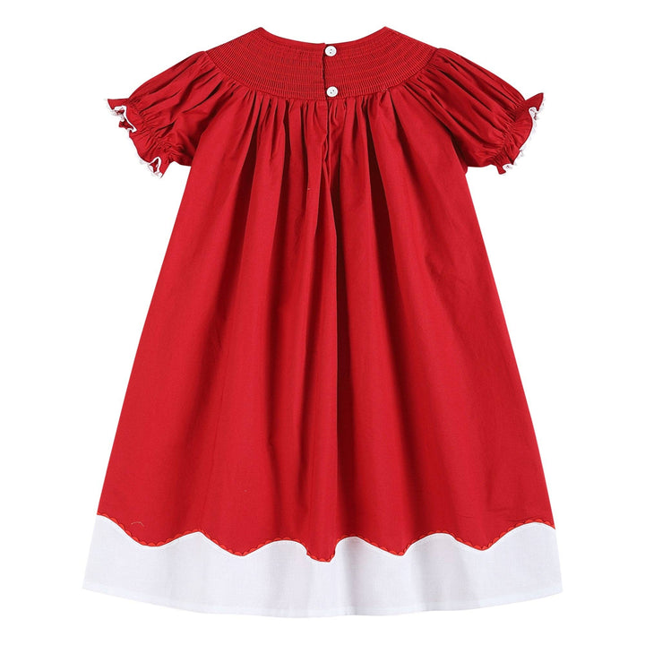 Lil Cactus - Red and White Santa Smocked Bishop Dress