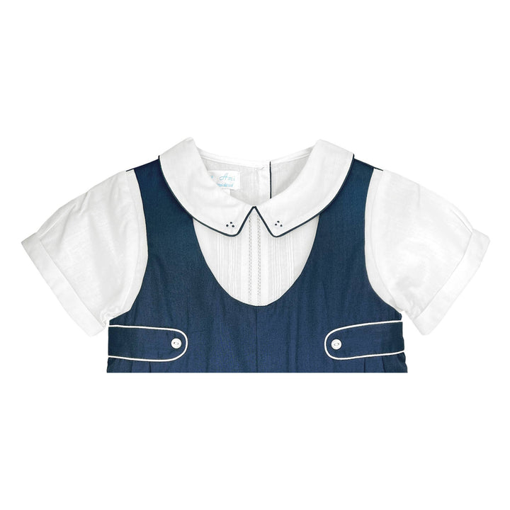 Shortall with Pintucks and Side Tabs: Navy