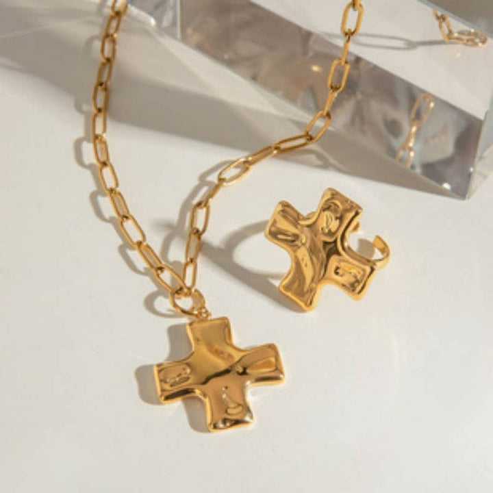 JOSSLYN-18K STAINLESS STEEL TARNISH FREE CROSS NECKLACE | 40NK9580