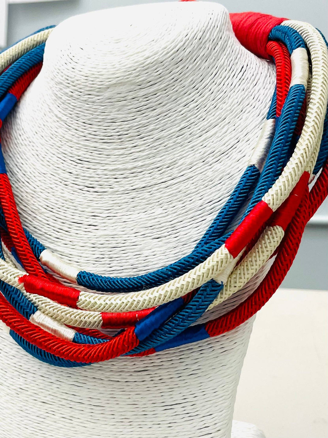 Multi 8-strand (red/blue/ecru)