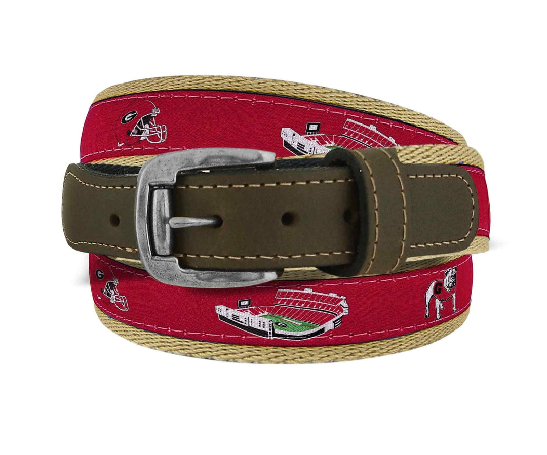 Georgia Bulldogs Men's Collegiate Stadium Collection Woven Ribbon Belt.