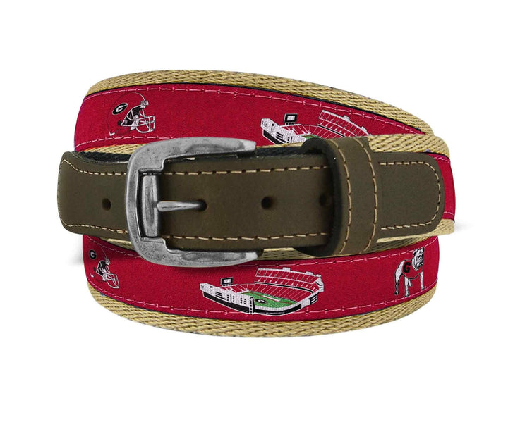 Georgia Bulldogs Men's Collegiate Stadium Collection Woven Ribbon Belt.
