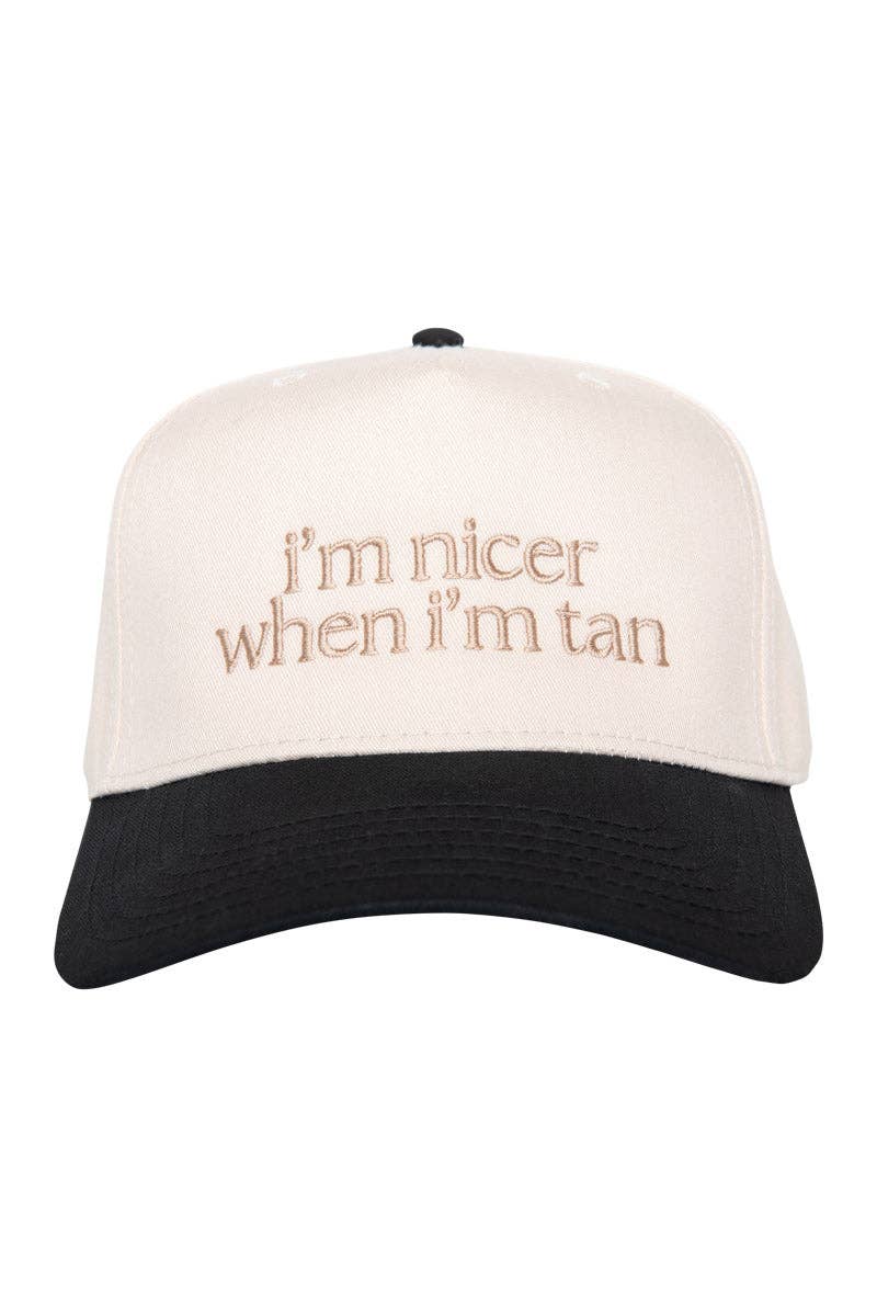 I'm Nicer When I'm Tan Two-Toned Vintage Hats Grad Gift Idea: Pink and Light Pink Stripe