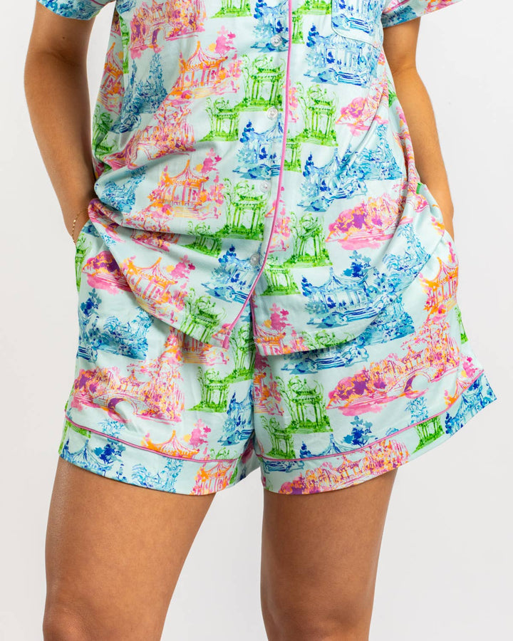 Maya Sleep Shorts   Aqua/Multi