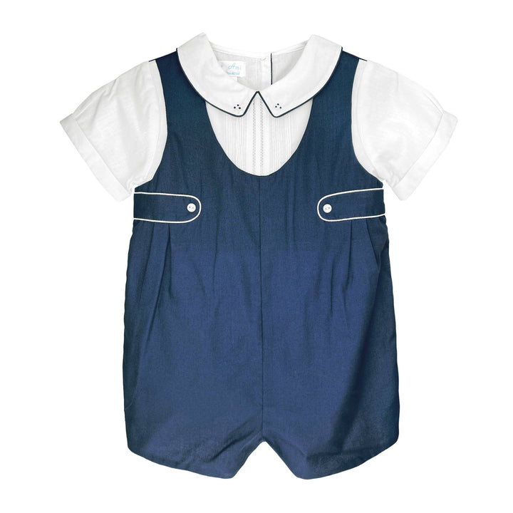 Shortall with Pintucks and Side Tabs: Navy