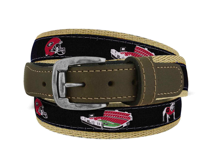 Georgia Bulldogs Men's Collegiate Stadium Collection Woven Ribbon Belt.