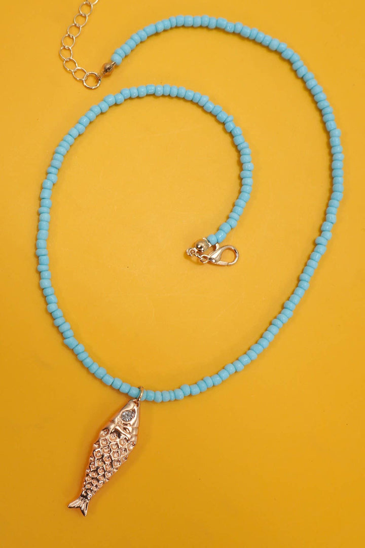 JOSSLYN-18K STAINLESS STEEL TARNISH FREE FISH NECKLACE | 40NK9537