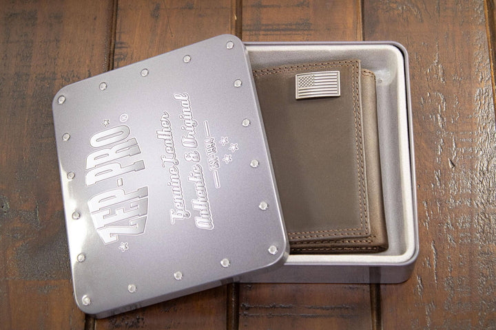 Zep-Pro Christian Cross Leather Trifold Wallet-Crazy Horse