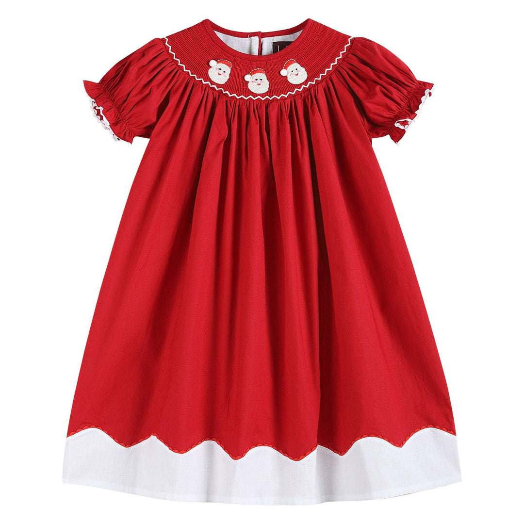 Lil Cactus - Red and White Santa Smocked Bishop Dress