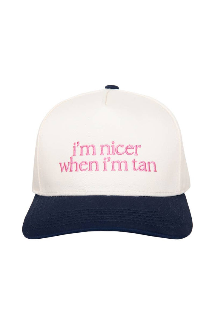 I'm Nicer When I'm Tan Two-Toned Vintage Hats Grad Gift Idea: Pink and Light Pink Stripe