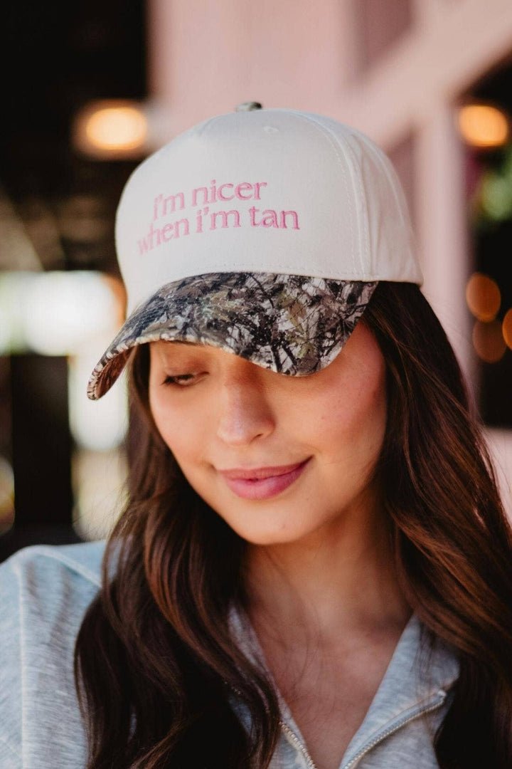 I'm Nicer When I'm Tan Two-Toned Vintage Hats Grad Gift Idea: Pink and Light Pink Stripe