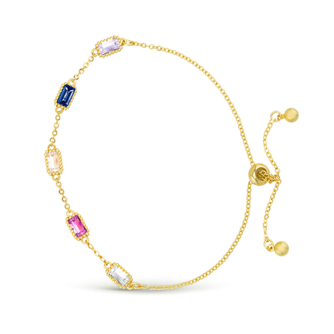 Amanda Blu-Colorful Cubic Zirconia Gold Station Bracelet