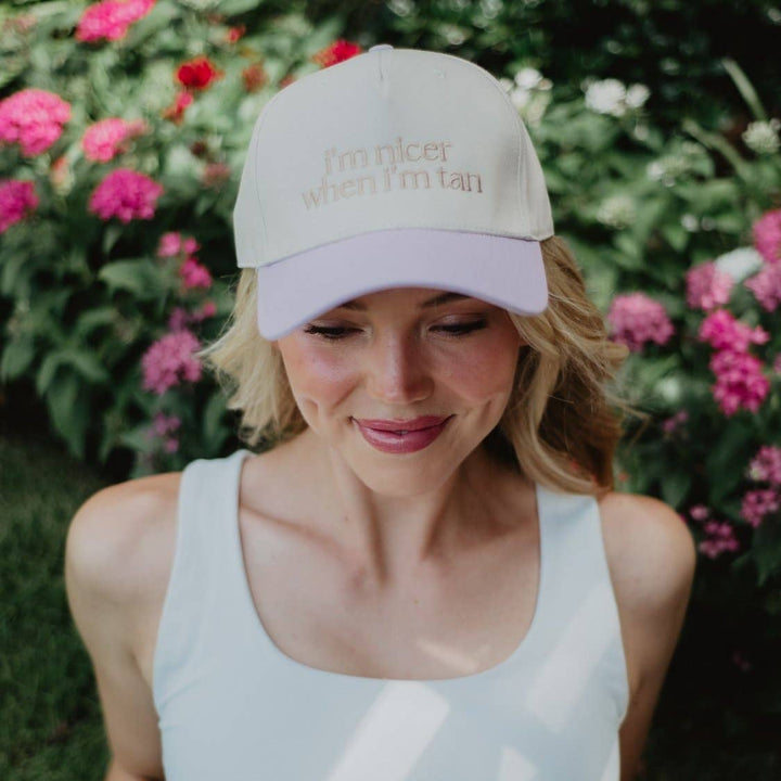 I'm Nicer When I'm Tan Two-Toned Vintage Hats Grad Gift Idea: Pink and Light Pink Stripe