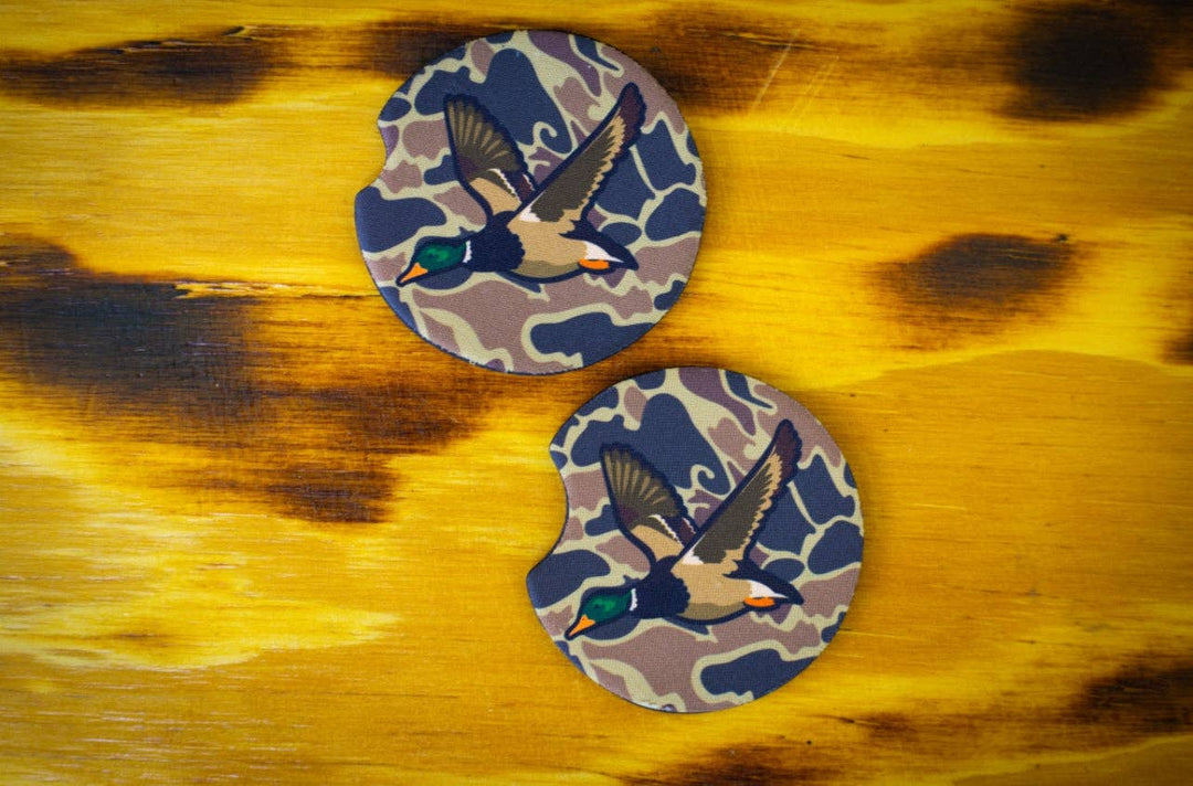 Mallard - car coasters old school camo ( Bark)