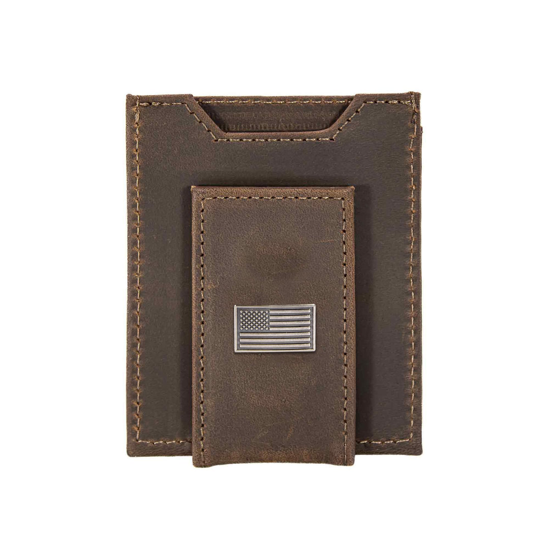 Zep-Pro American Flag Magnetic Leather Slim Wallet-Crazy Horse