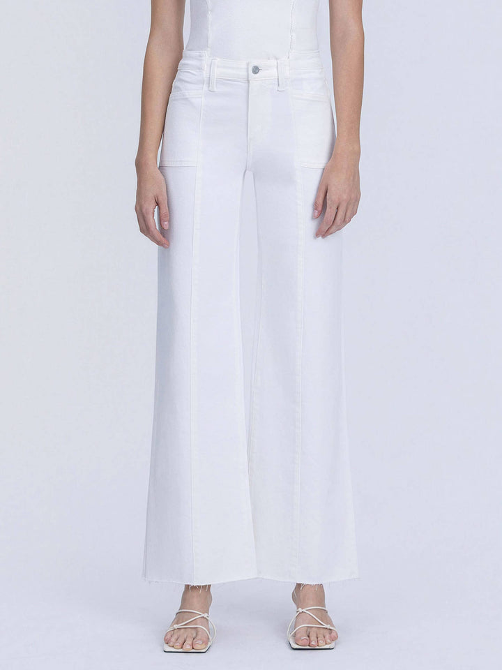 HIGH RISE STACKED WAISTBAND OPTIC WHITE WIDE JEANS - Vervet