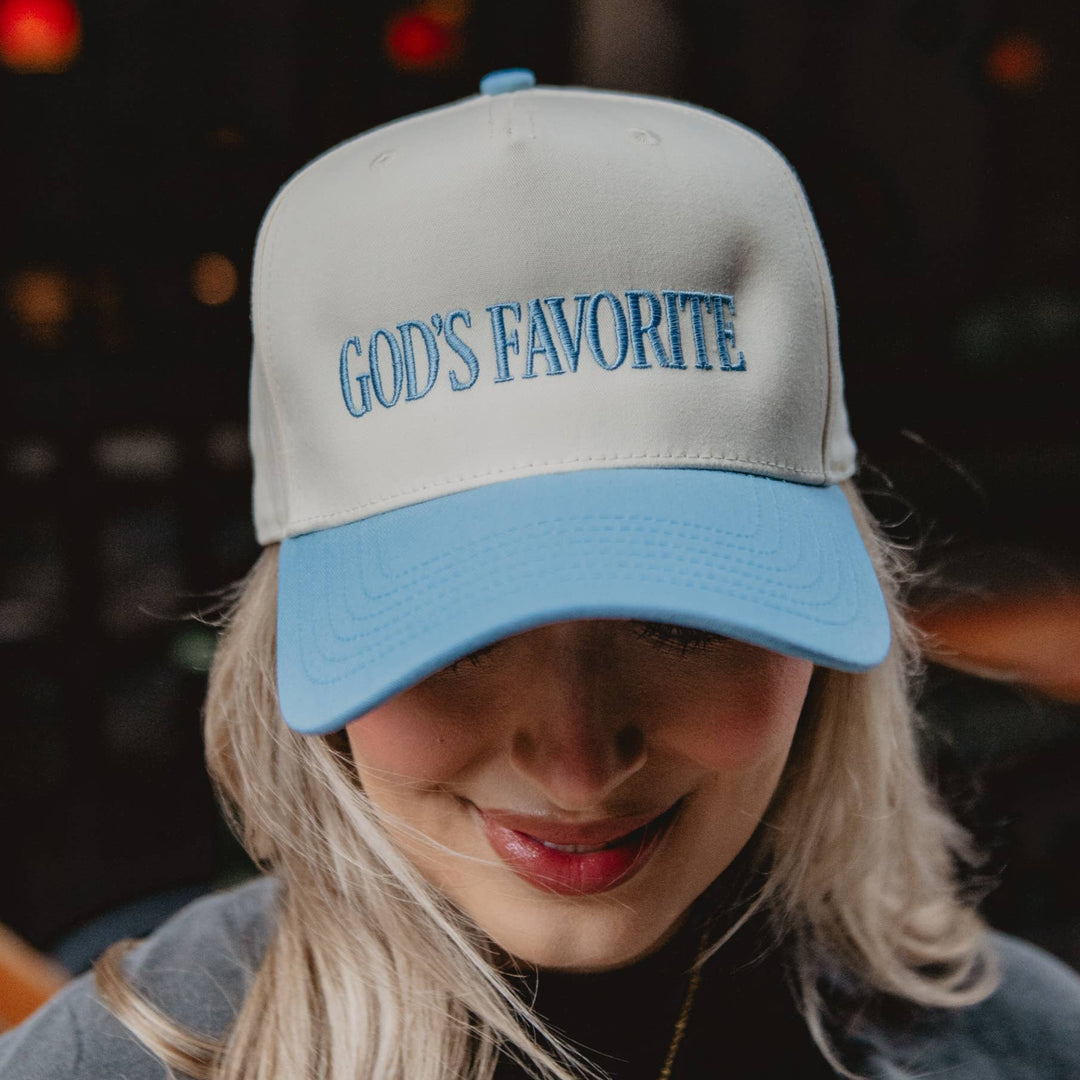 God's Favorite Two-Toned Vintage Hat: Light Blue and Tan
