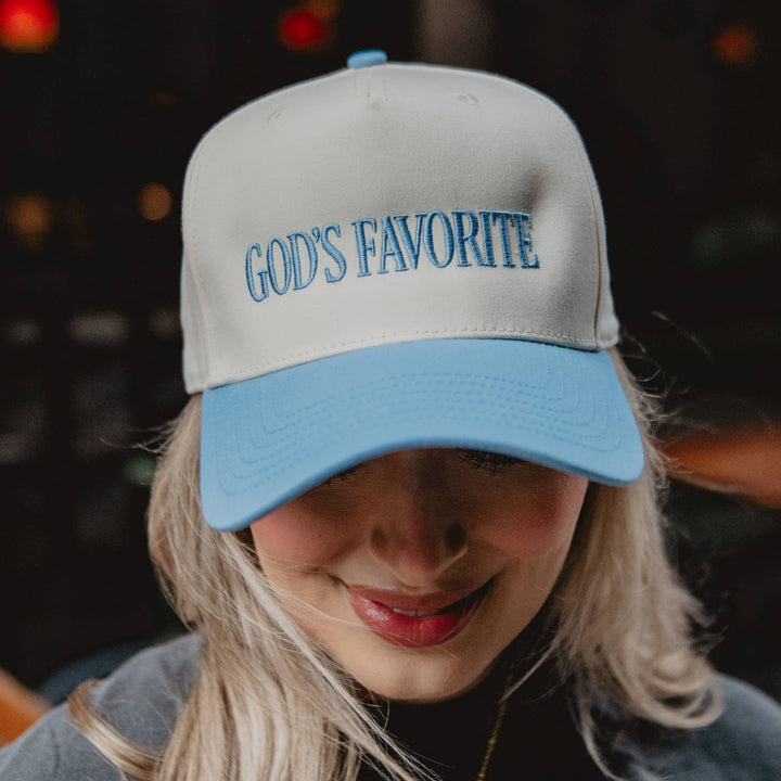 God's Favorite Two-Toned Vintage Hat: Light Blue and Tan