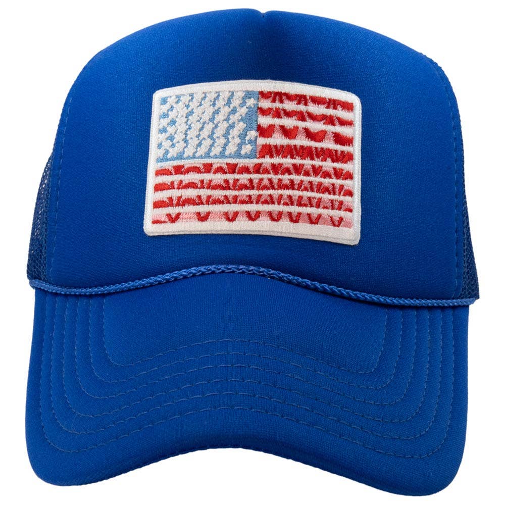 American Flag Cute Foam Trucker Hat: Light Pink
