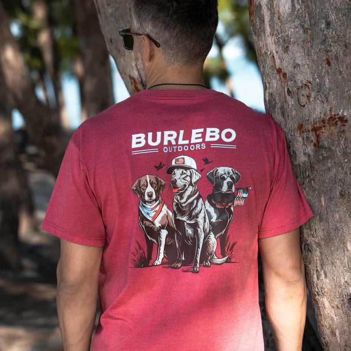 Burlebo-Short Sleeve Tee - American Dogs - Heather Crimson