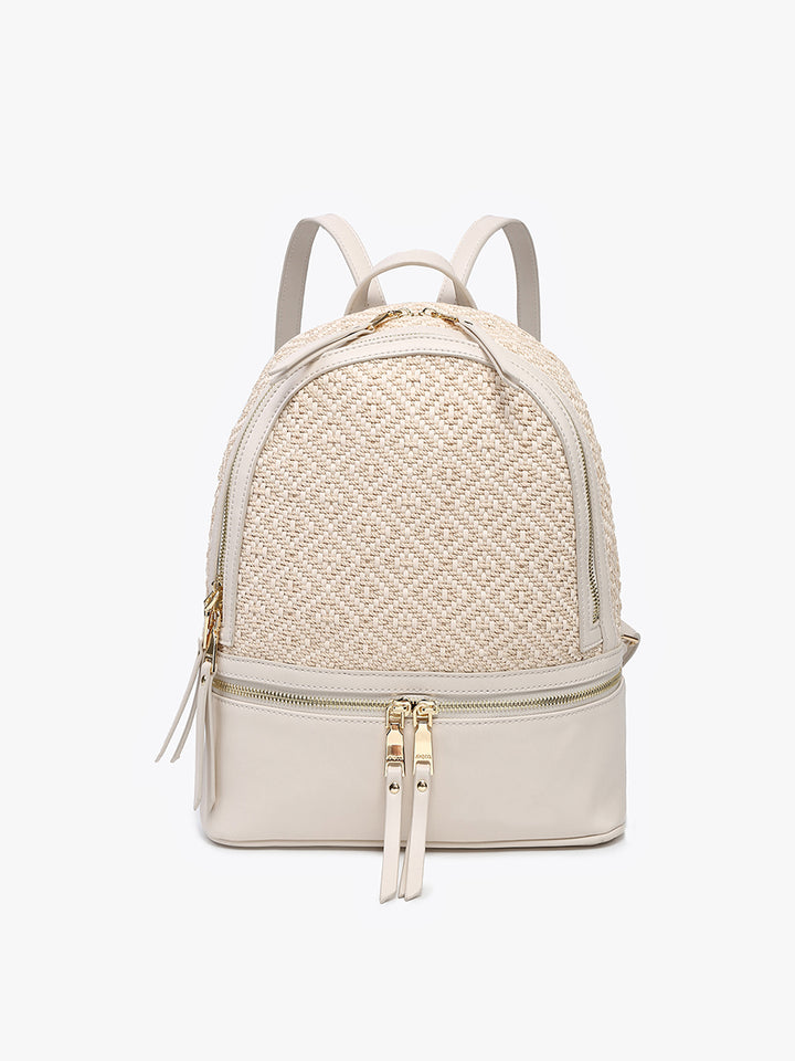 Jen & Co Zahava Woven Diamond Backpack Diamond-Off White