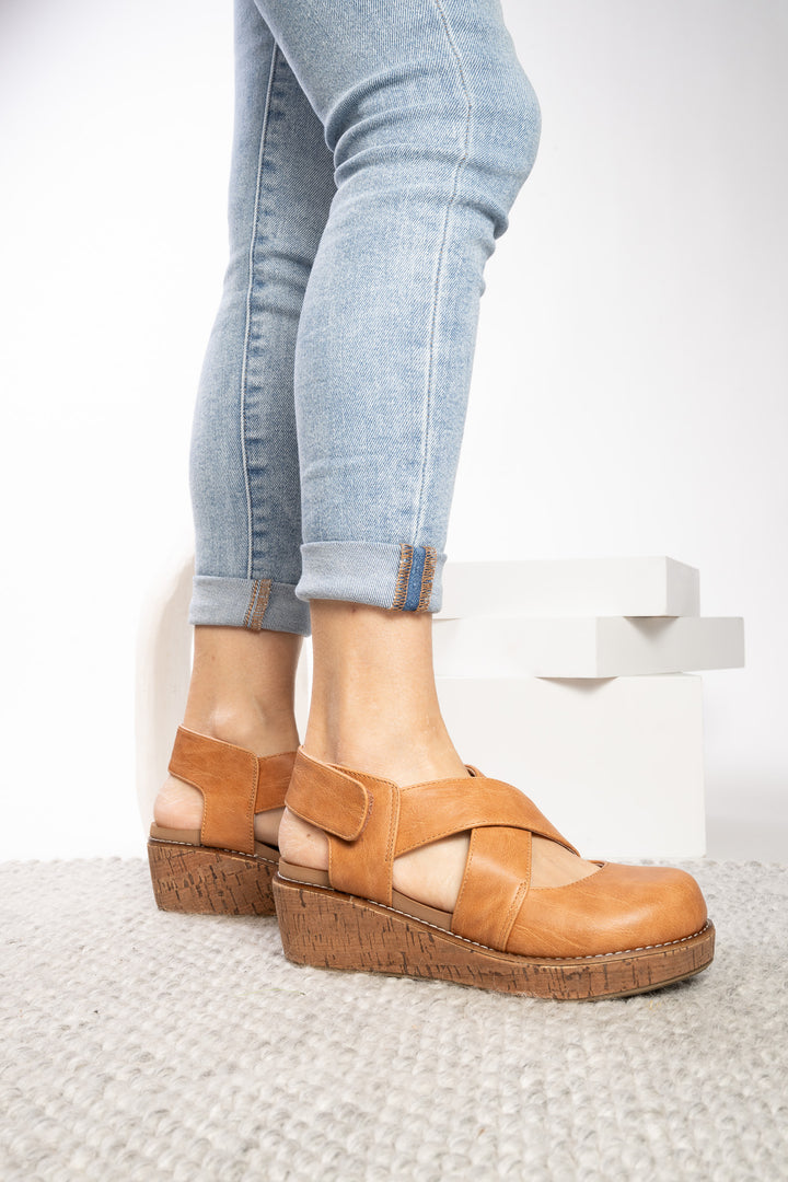 Corkys-BRING IT IN Wedge Shoe-Cognac