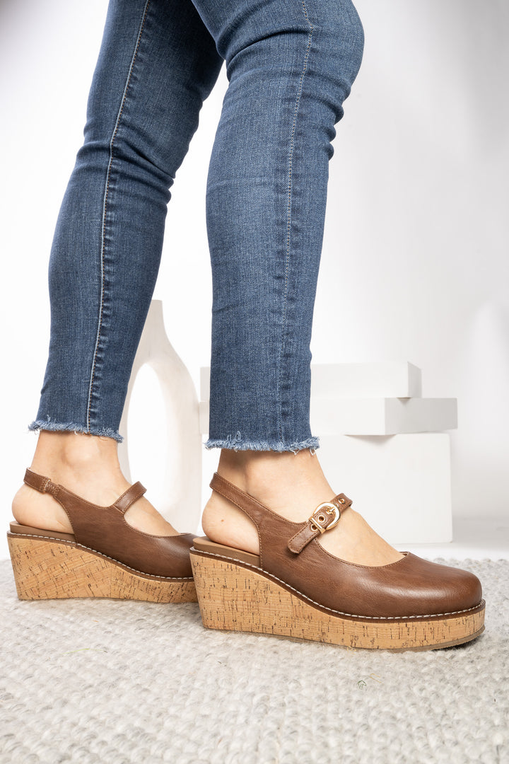 Corkys-Pity Party Platform Wedge-Cognac
