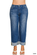 Plus wide cuffed raw hem denim jeans (JB)