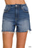 Distressed hem denim shorts ( Dark)