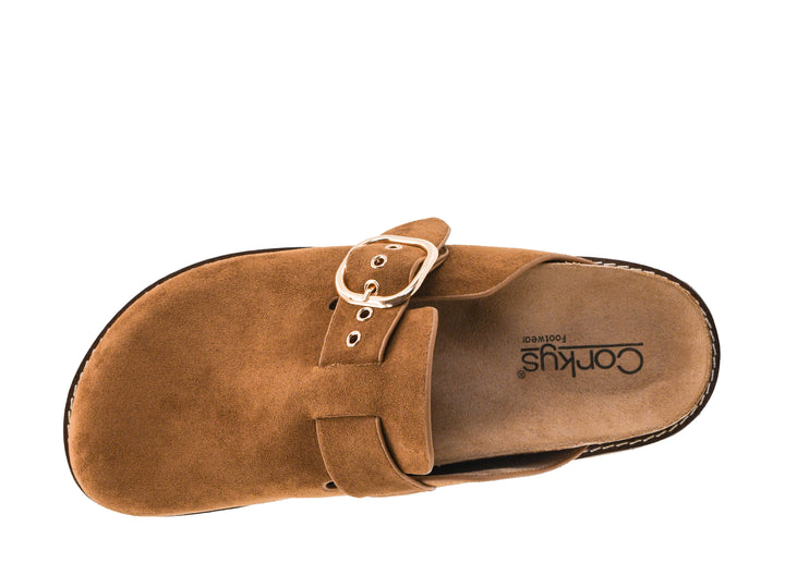 Corkys-DISTRACTED Slip-on Mule-Camel Faux Suede-Sizes 7-11
