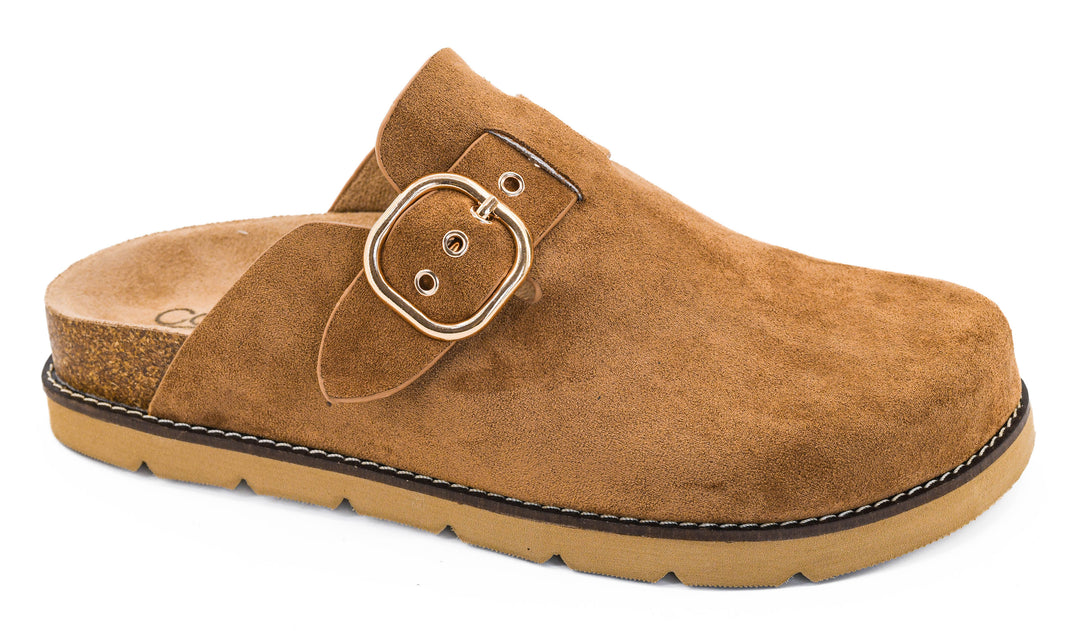 Corkys-DISTRACTED Slip-on Mule-Camel Faux Suede-Sizes 7-11