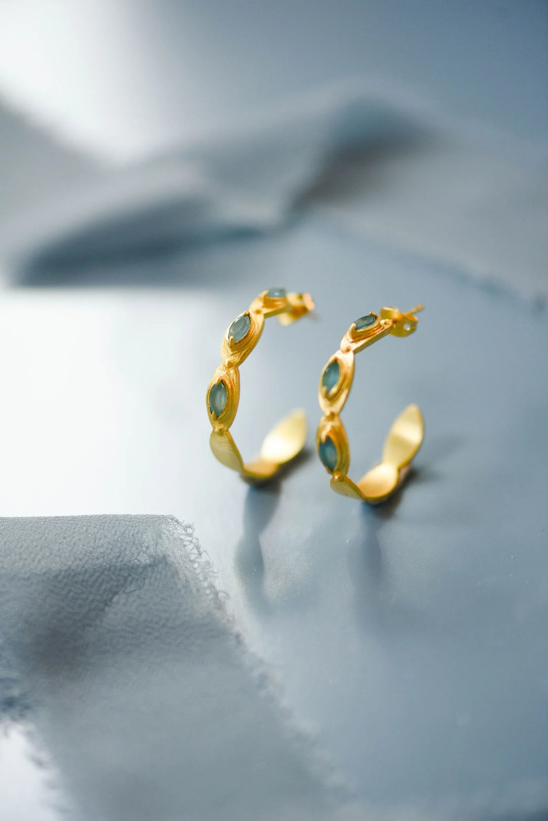 TJD Sophie Hoops- Blue Chalcedony