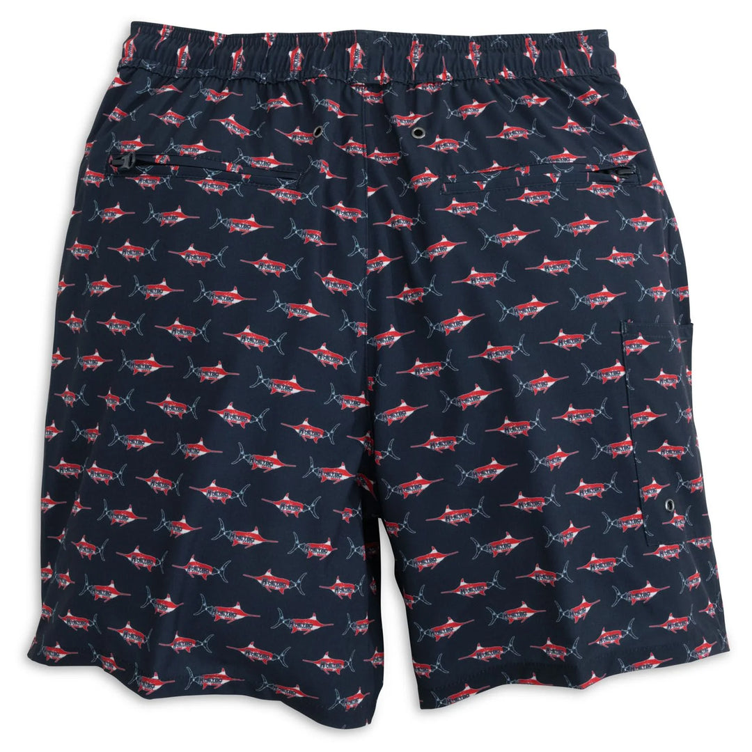 Hey-Ebb Tide Swim Trunk: American Marlin