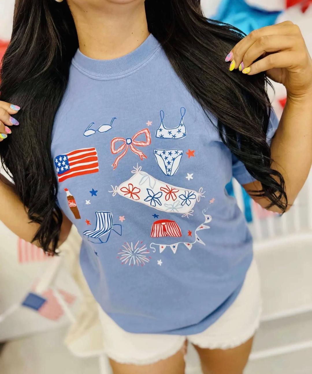 Summertime USA Collage Graphic Tee