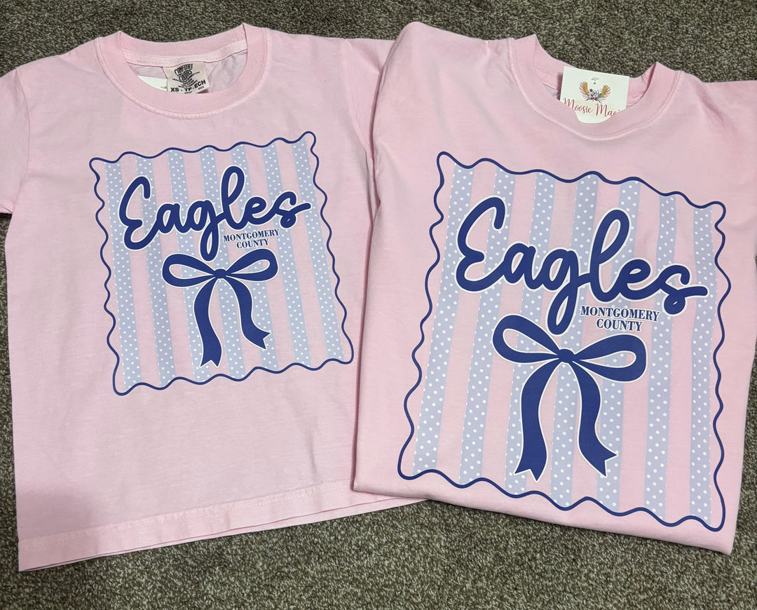 Eagles Stripes & Bows Youth Tee